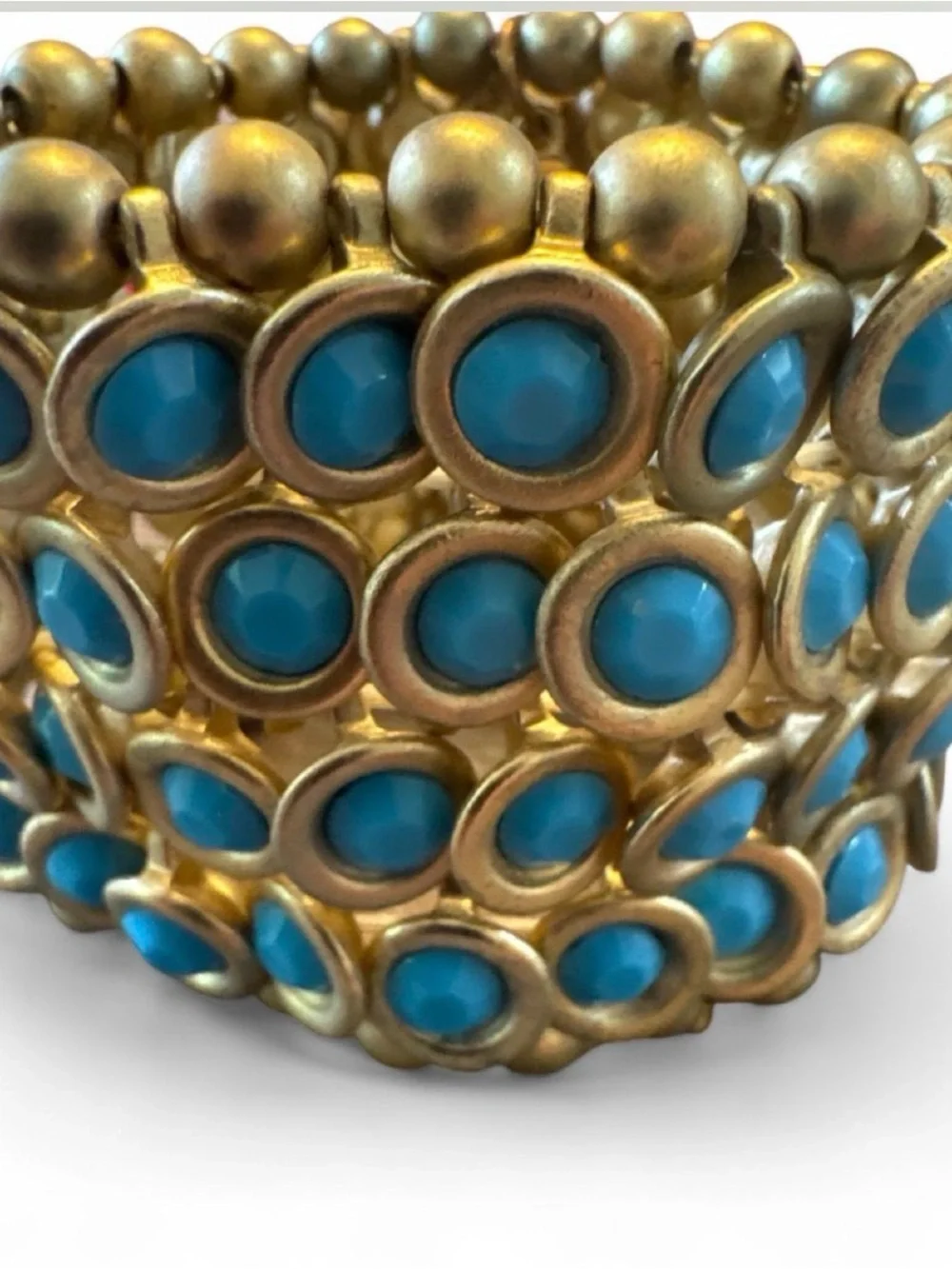 TASHA Turquoise & Matte Gold Statement Bracelet